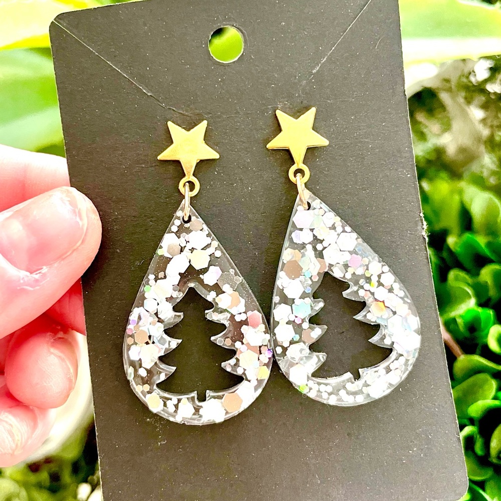 Acrylic Christmas Tree Earrings